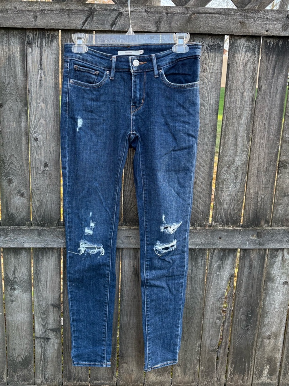 Levi's Dark Blue Distressed Skinny Jeans